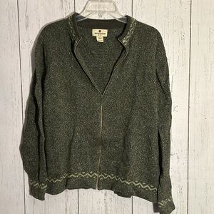 Woolrich Dark Loden Heather Green Wool Nylon Blend Zip Up Size XL